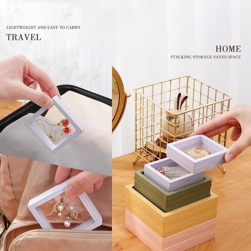 12pcs 3D Floating Frame Display Stand ، صندوق المجوهرات ، صندوق هدايا ، منظم زخرفة ، صندوق مجوهرات سفر صغير ، PE مضاد للأكسدة ، صندوق عرض معلق قابل للتكديس (متعدد الألوان ، 4.33 * 4.33) in Kuwait