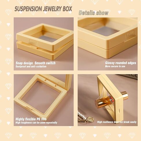 12pcs 3D Floating Frame Display Stand ، صندوق المجوهرات ، صندوق هدايا ، منظم زخرفة ، صندوق مجوهرات سفر صغير ، PE مضاد للأكسدة ، صندوق عرض معلق قابل للتكديس (متعدد الألوان ، 4.33 * 4.33) in Kuwait