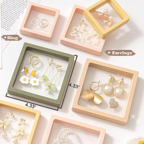 12pcs 3D Floating Frame Display Stand ، صندوق المجوهرات ، صندوق هدايا ، منظم زخرفة ، صندوق مجوهرات سفر صغير ، PE مضاد للأكسدة ، صندوق عرض معلق قابل للتكديس (متعدد الألوان ، 4.33 * 4.33) in Kuwait