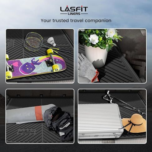 LASFIT Cargo Mat and Backrest Mat for Mazda CX-90 / CX 90 PHEV 2024 2025 7&8 Seats(Not for 6 Seats) TPE Custom Fit All Weather Trunk Mat Liner Waterproof CX90/CX90 PHEV Cargo Tray Accessories, Black in Kuwait