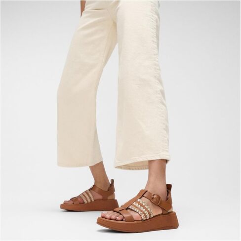 Fitflop Women F-Mode V-Weave/Leather Fisherman Sandals Wedge in Kuwait