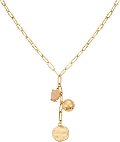 Lucky Brand Real Gold Plated 2 Layer Pendent Imitation Pearl & Fireball Necklace in Saudi Arabia