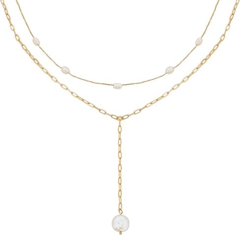 Lucky Brand Real Gold Plated 2 Layer Pendent Imitation Pearl & Fireball Necklace in Saudi Arabia