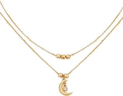 Lucky Brand Real Gold Plated 2 Layer Pendent Imitation Pearl & Fireball Necklace in Saudi Arabia