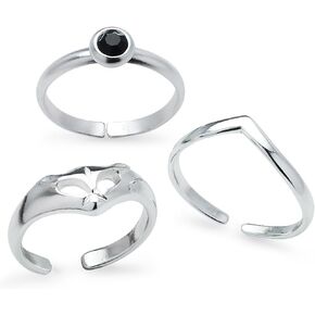 SILVERLINE JEWELRY Sterling Silver Toe Ring Set of 3 Adjustable Rings in Saudi Arabia