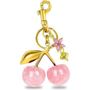 Cherry Purse Bag Charms, Gold Charm Cute Keychain For Handbags Purse For Women Tote Bags Decorative Metal Key Chains in Saudi Arabia