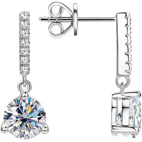 14K Gold 1 Carat Diamond Drop Earrings for Women, VVS1 Clarity Round Cut Three Prongs Dangle Earrings, Exclusive Ear Accessories in Saudi Arabia