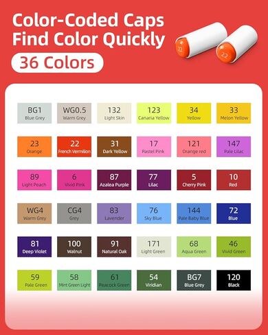Simetufy 48 Colors Alcohol Markers Brush Tip, Coloring Markers for Adult Coloring Books, Dual Tip Alcohol Markers Brush Tip and Chisel Tip for Coloring, Drawing in Kuwait