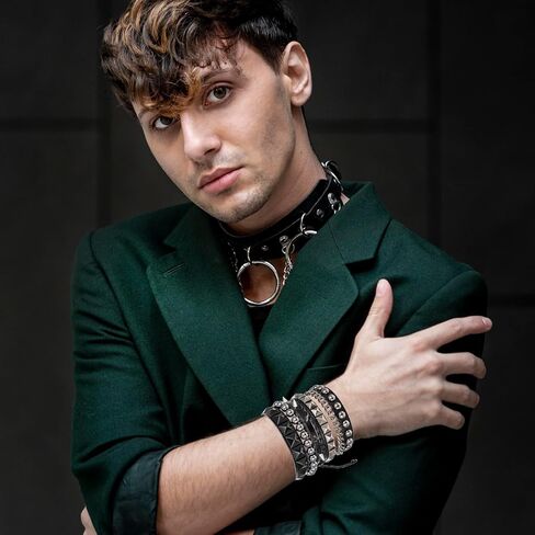 4 PCS Punk Rock Leather Bracelets Sudded Spiked Cuff Cuff Pracelet for Men Women Wristband Ristable Wrap Bangle Button Button Stain stair for Halloween Party Forms. in Kuwait