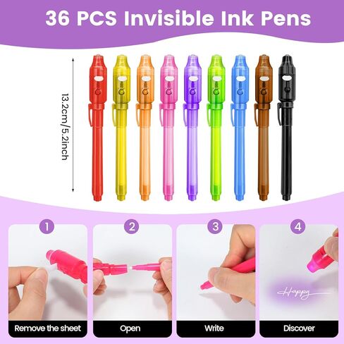 8 PCS Spy Pens Invisible Ink Pen with UV Light Magic Marker for Secret Message, Invisible Ink Pen for 6-13 Year Old Boys Girls Party Birthday Christmas Halloween Goodies Gift Toy in Kuwait