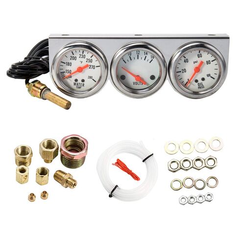Triple Gauge Kit Oil/Volt/Water Gauge 2 '' Universal Chorme Fahrenheit درجة حرارة درجة حرارة درجة حرارة أجهزة قياس AMMETER مجموعة 3 في 1 Meter Auto (1) in Kuwait