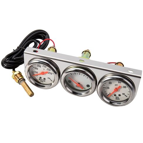 Triple Gauge Kit Oil/Volt/Water Gauge 2 '' Universal Chorme Fahrenheit درجة حرارة درجة حرارة درجة حرارة أجهزة قياس AMMETER مجموعة 3 في 1 Meter Auto (1) in Kuwait
