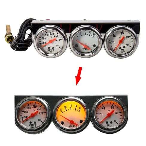 Triple Gauge Kit Oil/Volt/Water Gauge 2 '' Universal Chorme Fahrenheit درجة حرارة درجة حرارة درجة حرارة أجهزة قياس AMMETER مجموعة 3 في 1 Meter Auto (1) in Kuwait