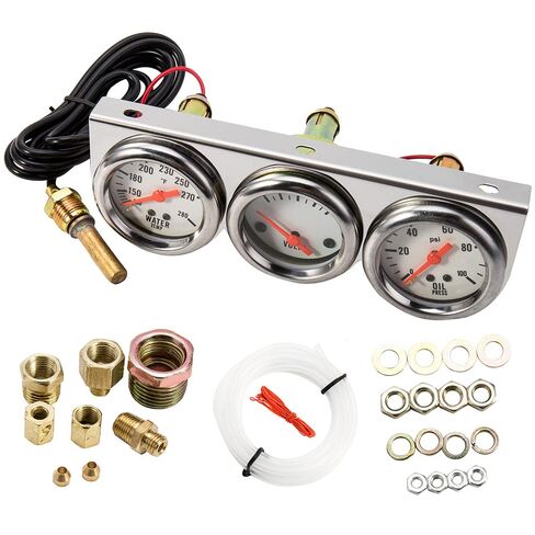Triple Gauge Kit Oil/Volt/Water Gauge 2 '' Universal Chorme Fahrenheit درجة حرارة درجة حرارة درجة حرارة أجهزة قياس AMMETER مجموعة 3 في 1 Meter Auto (1) in Kuwait