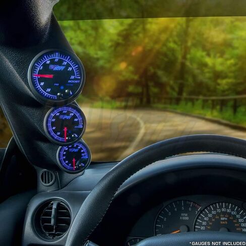 Glowshift Black Triple Pare Gauge Pod متوافق مع شيفروليه Chevy Camaro T-Top 1997-2002-ABS Plastic-Mounts (3) 2-1/16 "(52 مم) مقاييس إلى السيارة A-Pillar in Saudi Arabia