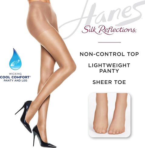 جوارب طويلة من Hanes Silk Reflections، حريرية شفافة - غير قابلة للتحكم - مقدمة شفافة in Saudi Arabia