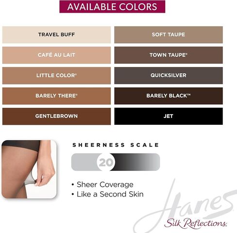 جوارب طويلة من Hanes Silk Reflections، حريرية شفافة - غير قابلة للتحكم - مقدمة شفافة in Saudi Arabia