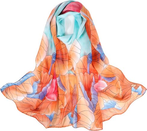 MUQU Scarf for Women Lightweight Chiffon Scarf Fashion Floral Pattern Shawl Scarves for Women in Saudi Arabia