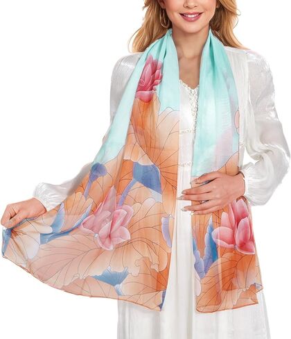 MUQU Scarf for Women Lightweight Chiffon Scarf Fashion Floral Pattern Shawl Scarves for Women in Saudi Arabia