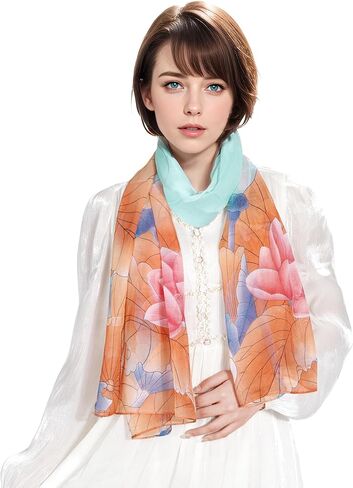MUQU Scarf for Women Lightweight Chiffon Scarf Fashion Floral Pattern Shawl Scarves for Women in Saudi Arabia