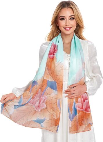MUQU Scarf for Women Lightweight Chiffon Scarf Fashion Floral Pattern Shawl Scarves for Women in Saudi Arabia