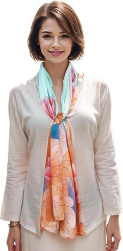 MUQU Scarf for Women Lightweight Chiffon Scarf Fashion Floral Pattern Shawl Scarves for Women in Saudi Arabia