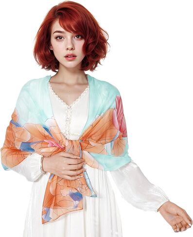 MUQU Scarf for Women Lightweight Chiffon Scarf Fashion Floral Pattern Shawl Scarves for Women in Saudi Arabia