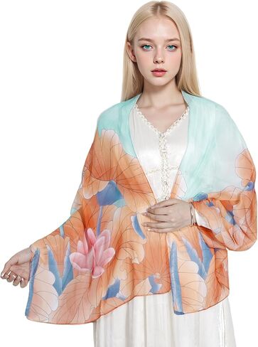 MUQU Scarf for Women Lightweight Chiffon Scarf Fashion Floral Pattern Shawl Scarves for Women in Saudi Arabia