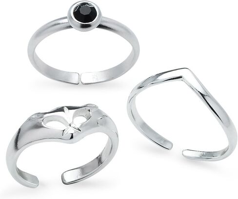 Silverline Jewelry Sterling Silver Toe Ring مجموعة من 3 حلقات قابلة للتعديل in Saudi Arabia