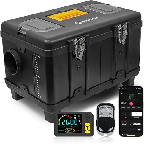 8KW سخان الديزل المحمول AC 110-240V/DC 12V 24V ، 2025 ترقية أدوات صندوق الديزل مع تطبيق Bluetooth وشاشة LCD ، وضع التهوية لشاحنات RV Truck Carage Garage in Kuwait