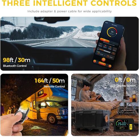 8KW سخان الديزل المحمول AC 110-240V/DC 12V 24V ، 2025 ترقية أدوات صندوق الديزل مع تطبيق Bluetooth وشاشة LCD ، وضع التهوية لشاحنات RV Truck Carage Garage in Kuwait