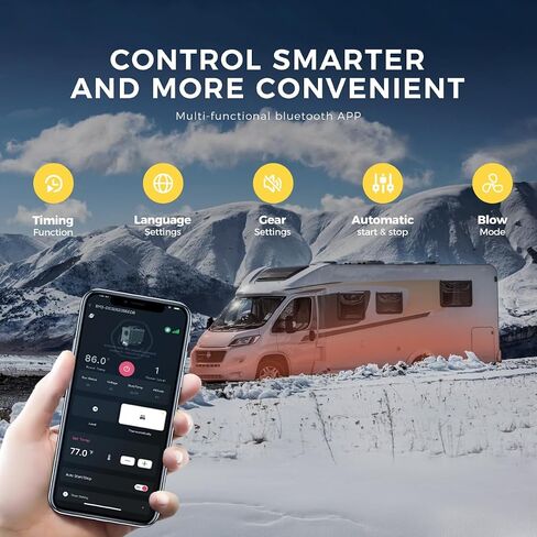 8KW سخان الديزل المحمول AC 110-240V/DC 12V 24V ، 2025 ترقية أدوات صندوق الديزل مع تطبيق Bluetooth وشاشة LCD ، وضع التهوية لشاحنات RV Truck Carage Garage in Kuwait