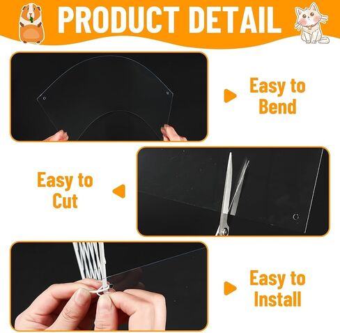 12 Pack Pet Cage Liner Protection Rabbit Cage Urine Guard Clear Cage Edge Liner Guinea Pig Side Lining Habitat Siding Small Animal Cage Accessories - Keep Litter in The Cage in Saudi Arabia