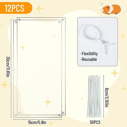 12 Pack Pet Cage Liner Protection Rabbit Cage Urine Guard Clear Cage Edge Liner Guinea Pig Side Lining Habitat Siding Small Animal Cage Accessories - Keep Litter in The Cage in Saudi Arabia