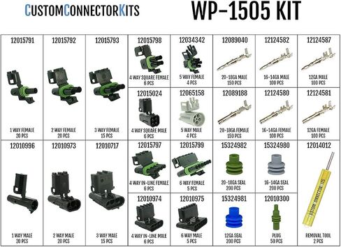 Pro Kit WP-1505 مع الأداة الخارجية: موصلات كهربائية مقاومة للعوامل الجوية مغلقة 20-12 مجموعة 1500 قطعة مجموعة in Saudi Arabia