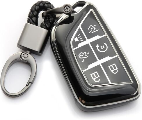 for Cadillac Key Fob Cover with Keychain Accessories 6 Buttons Key Case Fit for 2020-2025 CT4 CT5 Lyriq Escalade ESV in Saudi Arabia