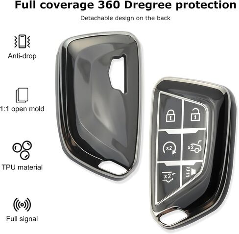 for Cadillac Key Fob Cover with Keychain Accessories 6 Buttons Key Case Fit for 2020-2025 CT4 CT5 Lyriq Escalade ESV in Saudi Arabia