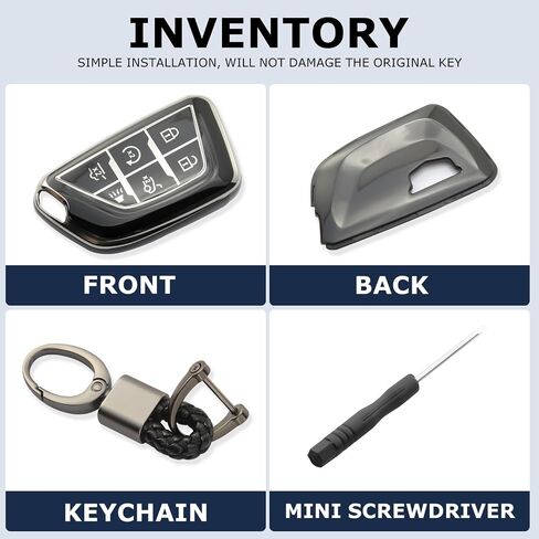 for Cadillac Key Fob Cover with Keychain Accessories 6 Buttons Key Case Fit for 2020-2025 CT4 CT5 Lyriq Escalade ESV in Saudi Arabia