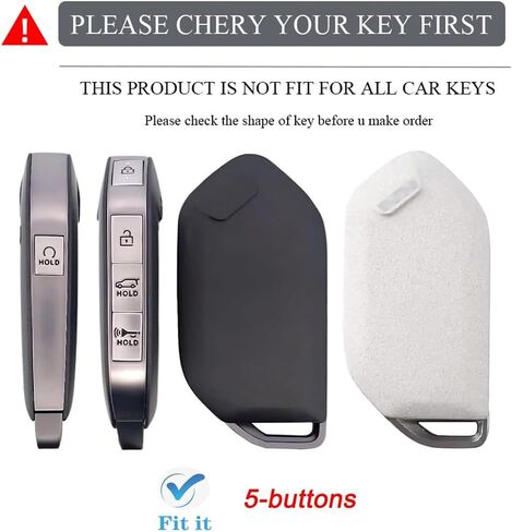 Heavy Key Fob Cover for kia, Key Fob Case Protector Accessories Fits for 2023 2024 2025 Kia Telluride Sorento K4 K5 GT-Line Carnival 5 Buttons Smart Key (Silver) in Saudi Arabia