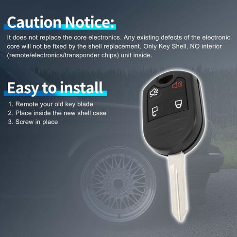 X AUTOHAUX Key Shell Case Keyless Entry Remote Key Fob Replacement Case for Ford for Mustang 2008-2012 for Ford Edge 2007-2013 4 Buttons CWTWB1U793 in Saudi Arabia