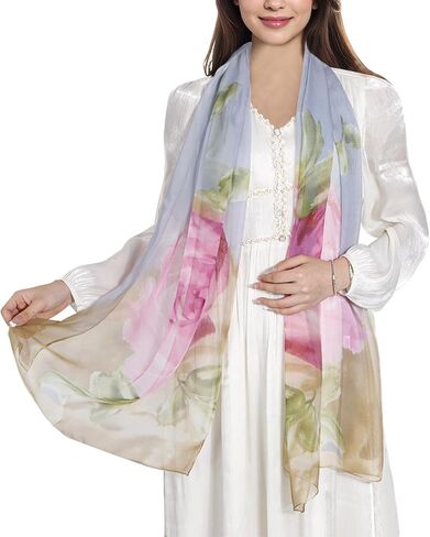 MUQU Scarf for Women Lightweight Chiffon Scarf Fashion Floral Pattern Shawl Scarves for Women in Saudi Arabia