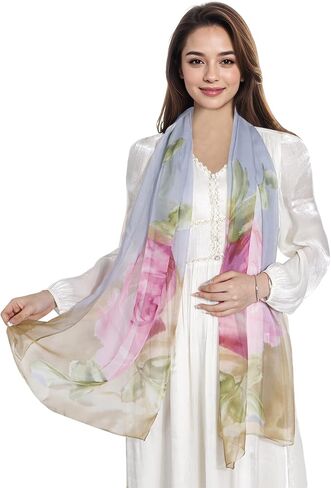 MUQU Scarf for Women Lightweight Chiffon Scarf Fashion Floral Pattern Shawl Scarves for Women in Saudi Arabia