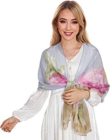 MUQU Scarf for Women Lightweight Chiffon Scarf Fashion Floral Pattern Shawl Scarves for Women in Saudi Arabia