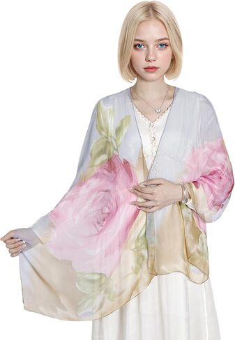 MUQU Scarf for Women Lightweight Chiffon Scarf Fashion Floral Pattern Shawl Scarves for Women in Saudi Arabia