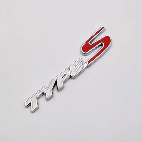 Chrome Metal Type-S Logo Car Front Grille Emblem Premium 3D Racing Sport Turbo Power Grill Badge (Black & Red) in Kuwait