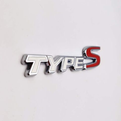 Chrome Metal Type-S Logo Car Front Grille Emblem Premium 3D Racing Sport Turbo Power Grill Badge (Black & Red) in Kuwait