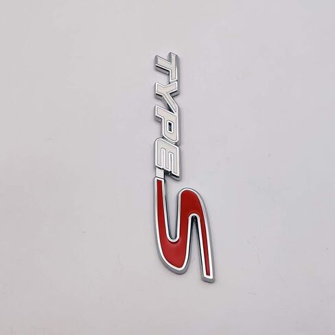 Chrome Metal Type-S Logo Car Front Grille Emblem Premium 3D Racing Sport Turbo Power Grill Badge (Black & Red) in Kuwait