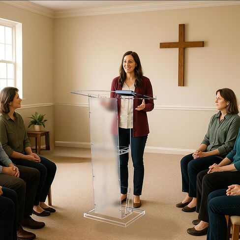 حامل منصة أكريليك شفاف من KSacry مع رف تخزين، منابر زجاجية شبكية للكنائس، المؤتمرات، الخطب، حفلات الزفاف، الفصول الدراسية، منصات العرض الاحترافية (23.6 بوصة طول × 17.7 بوصة عرض × 43 بوصة ارتفاع، شفاف) in Kuwait