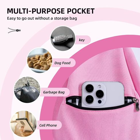 Adjustable Dog Carrier Sling - Hand-Free Dog Carriers for Small Dogs and Cats, Puppy Sling Carrier with Zipper Purse Pocket, Travel Safety Harness, Puppy Essentials(Gray) in Saudi Arabia
