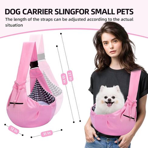 Adjustable Dog Carrier Sling - Hand-Free Dog Carriers for Small Dogs and Cats, Puppy Sling Carrier with Zipper Purse Pocket, Travel Safety Harness, Puppy Essentials(Gray) in Saudi Arabia